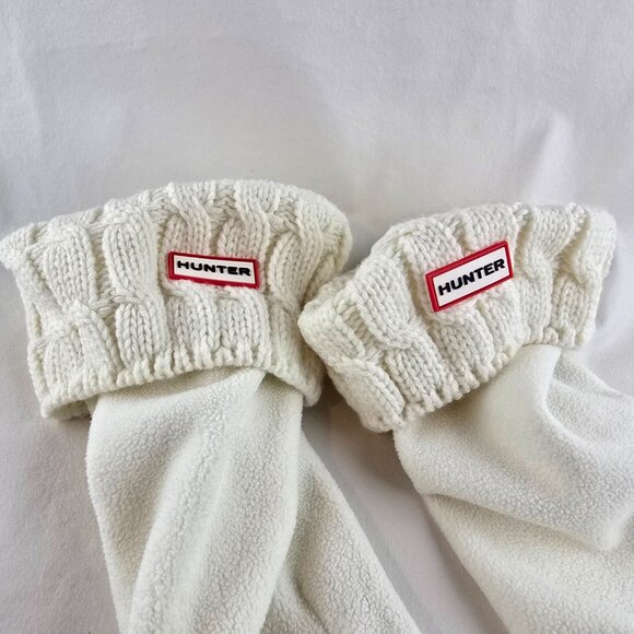 HUNTER Original Cable Knit Short Hunter White Rain Boot Liner Socks Size L TBT - Picture 3 of 6
